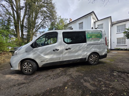 Masterclean carpet cleaning van outside Exeter office