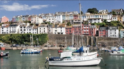 Brixham harbour and fishing boats in South Devon