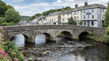 Ivybridge town centre and River Erme in South Hams Devon