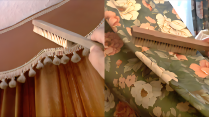 Masterclean in-situ curtain cleaning including pelmets, swags and tails