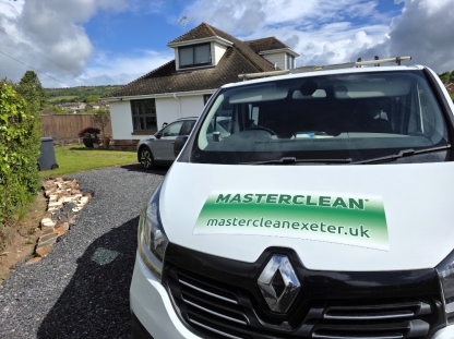 Carpet and upholstery cleaning in Sidmouth - masterlean van at residential property