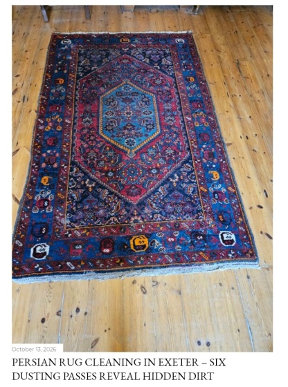 Persian rug cleaning at the Masterclean rug cleaning workshop in Exeter for a cuatomer in Sidmouth, Devon.